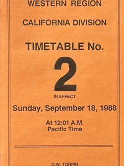ATSF Ry Employe Timetable No.2 Western Region/California Division Sept 18, 1988